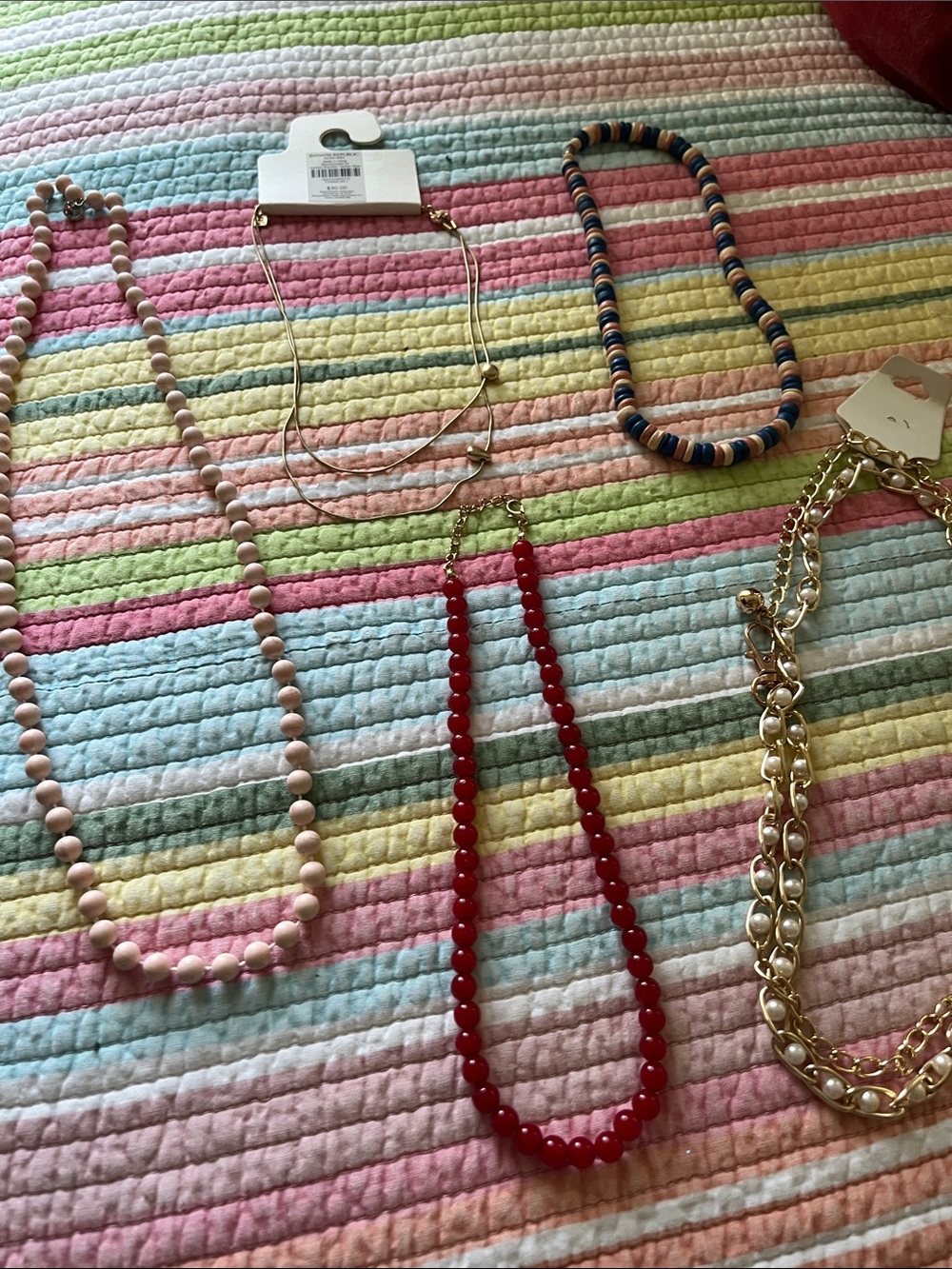 Source Unknown Pink Beaded Necklace Collection